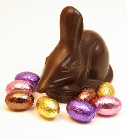 Chocolate Easter Bilby with eggs